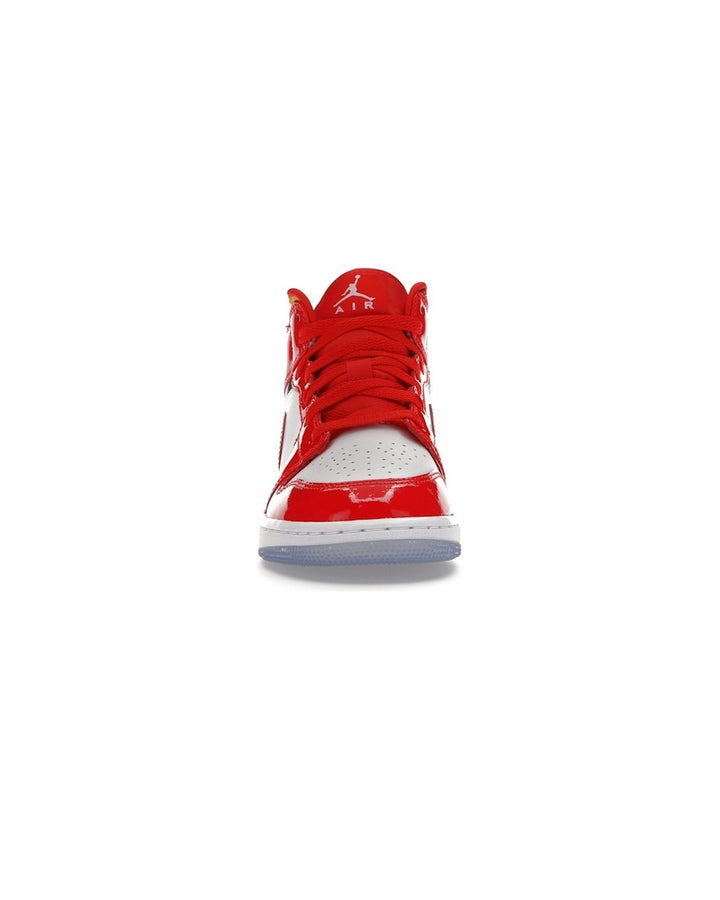 NIKE KIDS' AIR JORDAN 1 MID SE GS CHILE RED - סניקרס נוער נייקי אייר ג׳ורדן 1 מיד אדום לקה וסוודר - מידות נוער 35.5-40 - תמונה 5