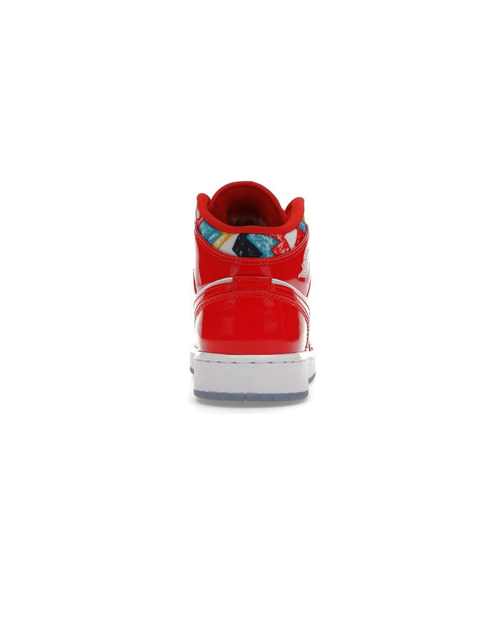 NIKE KIDS' AIR JORDAN 1 MID SE GS CHILE RED - סניקרס נוער נייקי אייר ג׳ורדן 1 מיד אדום לקה וסוודר - מידות נוער 35.5-40 - תמונה 6