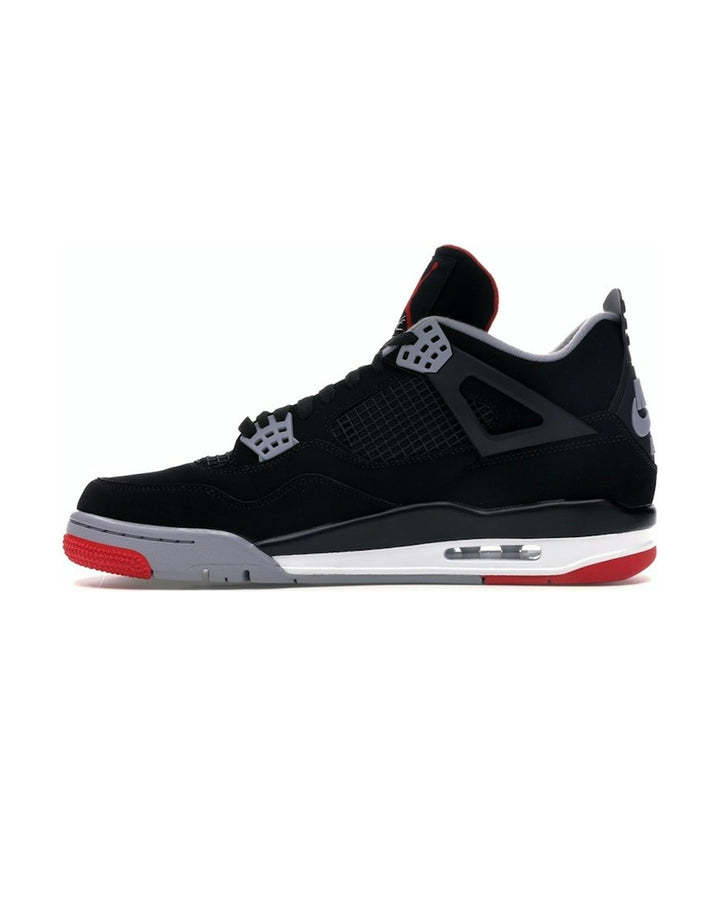 NIKE UNISEX AIR JORDAN 4 RETRO BRED - סניקרס נייקי אייר ג׳ורדן 4 רטרו שחור אדום ואפור יוניסקס - תמונה 2