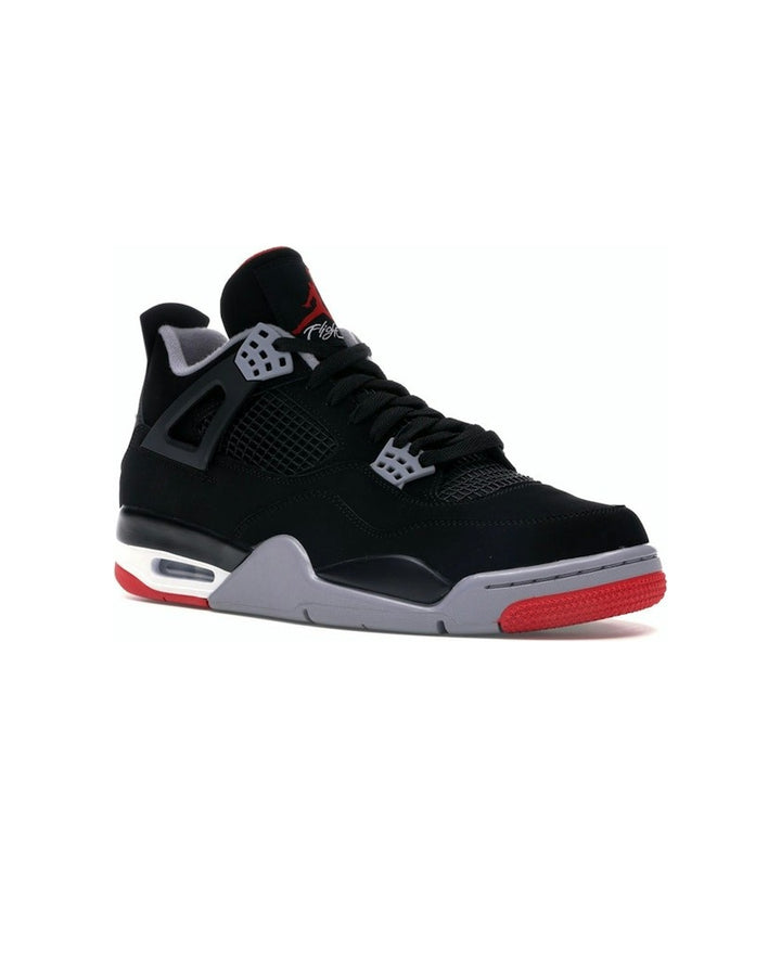 NIKE UNISEX AIR JORDAN 4 RETRO BRED - סניקרס נייקי אייר ג׳ורדן 4 רטרו שחור אדום ואפור יוניסקס - תמונה 3