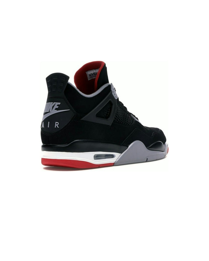 NIKE UNISEX AIR JORDAN 4 RETRO BRED - סניקרס נייקי אייר ג׳ורדן 4 רטרו שחור אדום ואפור יוניסקס - תמונה 4