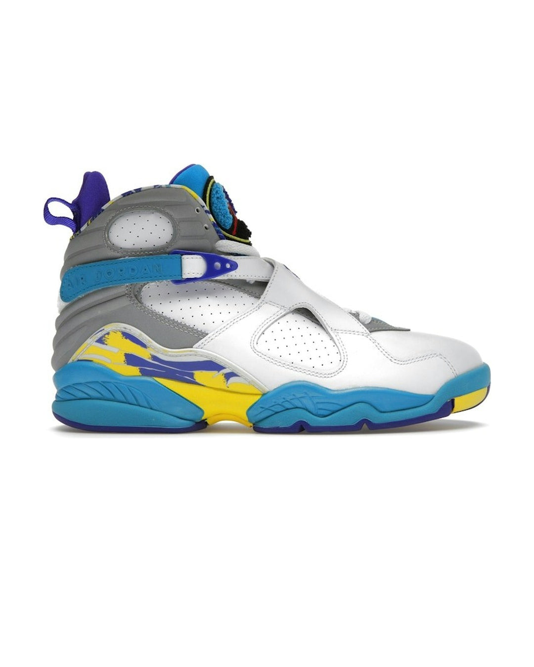NIKE WOMEN'S AIR JORDAN 8 RETRO WHITE AQUA סניקרס נייקי אייר ג׳ורדן 8 רטרו לבן אדום וסגול לנשים