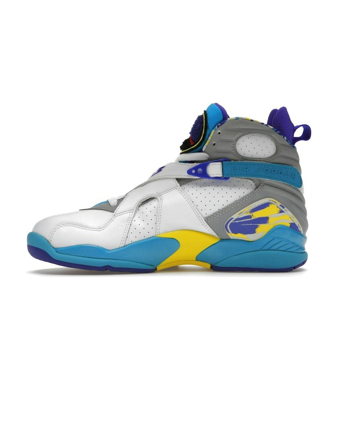 NIKE WOMEN'S AIR JORDAN 8 RETRO WHITE AQUA סניקרס נייקי אייר ג׳ורדן 8 רטרו לבן אדום וסגול לנשים