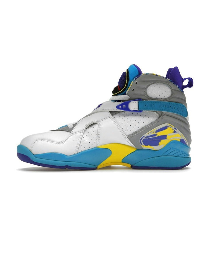 NIKE WOMEN'S AIR JORDAN 8 RETRO WHITE AQUA סניקרס נייקי אייר ג׳ורדן 8 רטרו לבן אדום וסגול לנשים