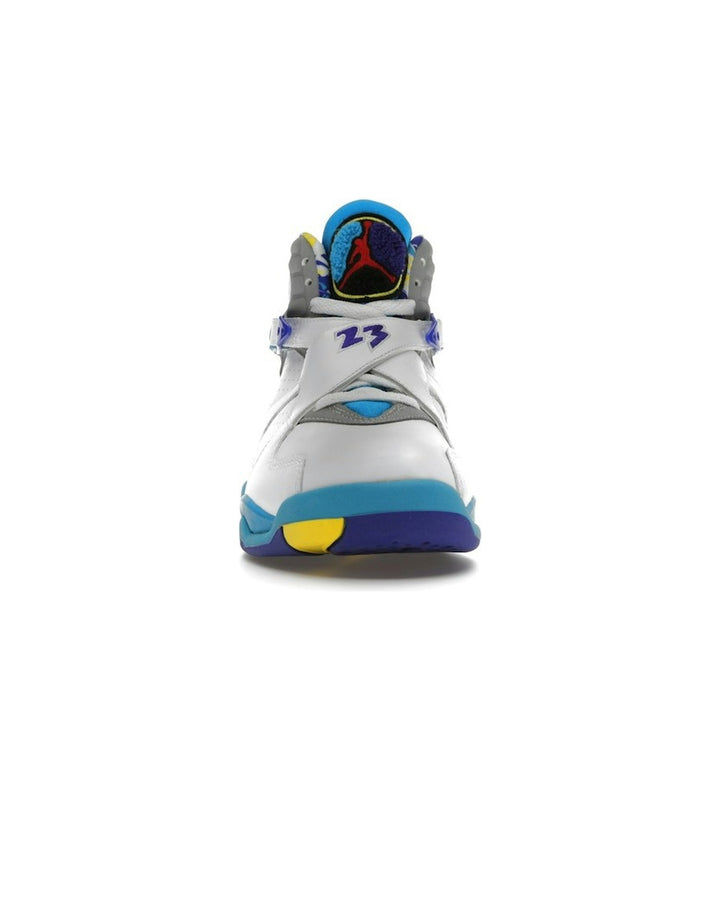 NIKE WOMEN'S AIR JORDAN 8 RETRO WHITE AQUA סניקרס נייקי אייר ג׳ורדן 8 רטרו לבן אדום וסגול לנשים