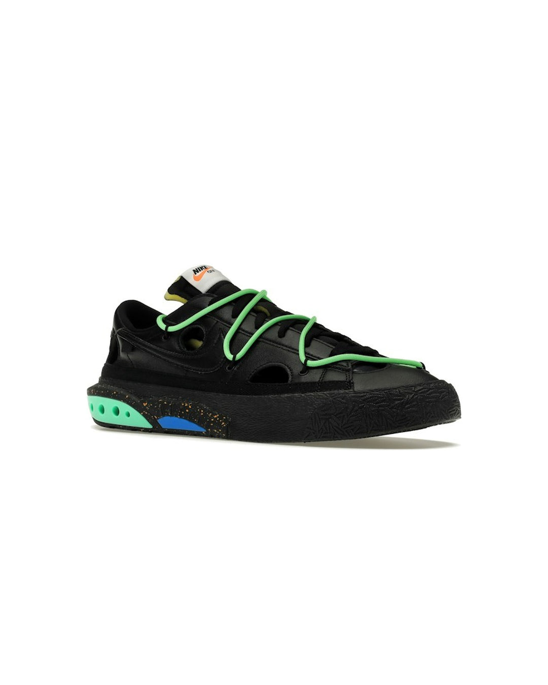 NIKE MEN'S BLAZER LOW '77 X OFF-WHITE ELECTRO GREEN - סניקרס נייקי בלייזר לואו אוף-וויט שחור וירוק לגברים - תמונה 3