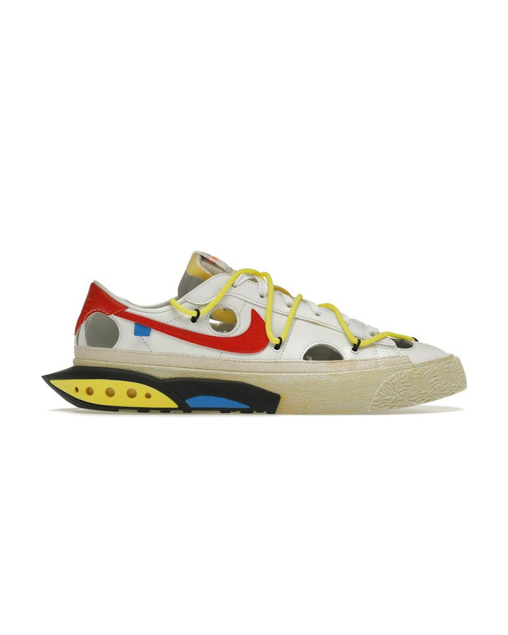 NIKE MEN'S BLAZER LOW '77 X OFF-WHITE UNIVERSITY RED - סניקרס נייקי בלייזר לואו אוף-וויט לבן צהוב ואדום לגברים - תמונה 1
