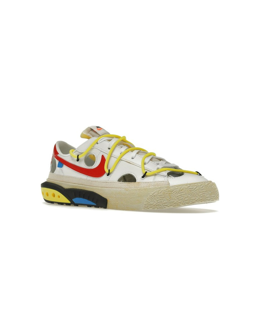 NIKE MEN'S BLAZER LOW '77 X OFF-WHITE UNIVERSITY RED - סניקרס נייקי בלייזר לואו אוף-וויט לבן צהוב ואדום לגברים - תמונה 3