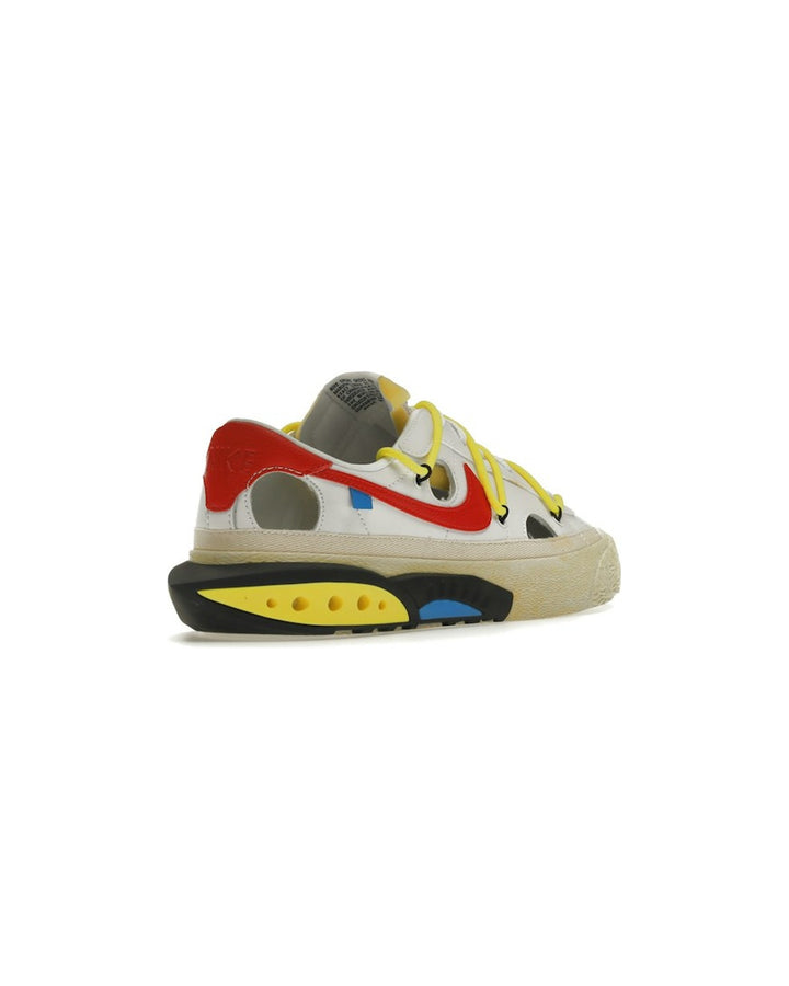 NIKE MEN'S BLAZER LOW '77 X OFF-WHITE UNIVERSITY RED - סניקרס נייקי בלייזר לואו אוף-וויט לבן צהוב ואדום לגברים - תמונה 4