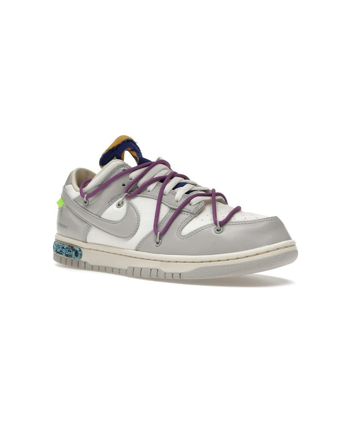 NIKE MEN'S DUNK LOW X OFF-WHITE LOT 48 - סניקרס נייקי דאנק לואו אוף-וויט לוט 48 שמנת ואפור לגברים - תמונה 3