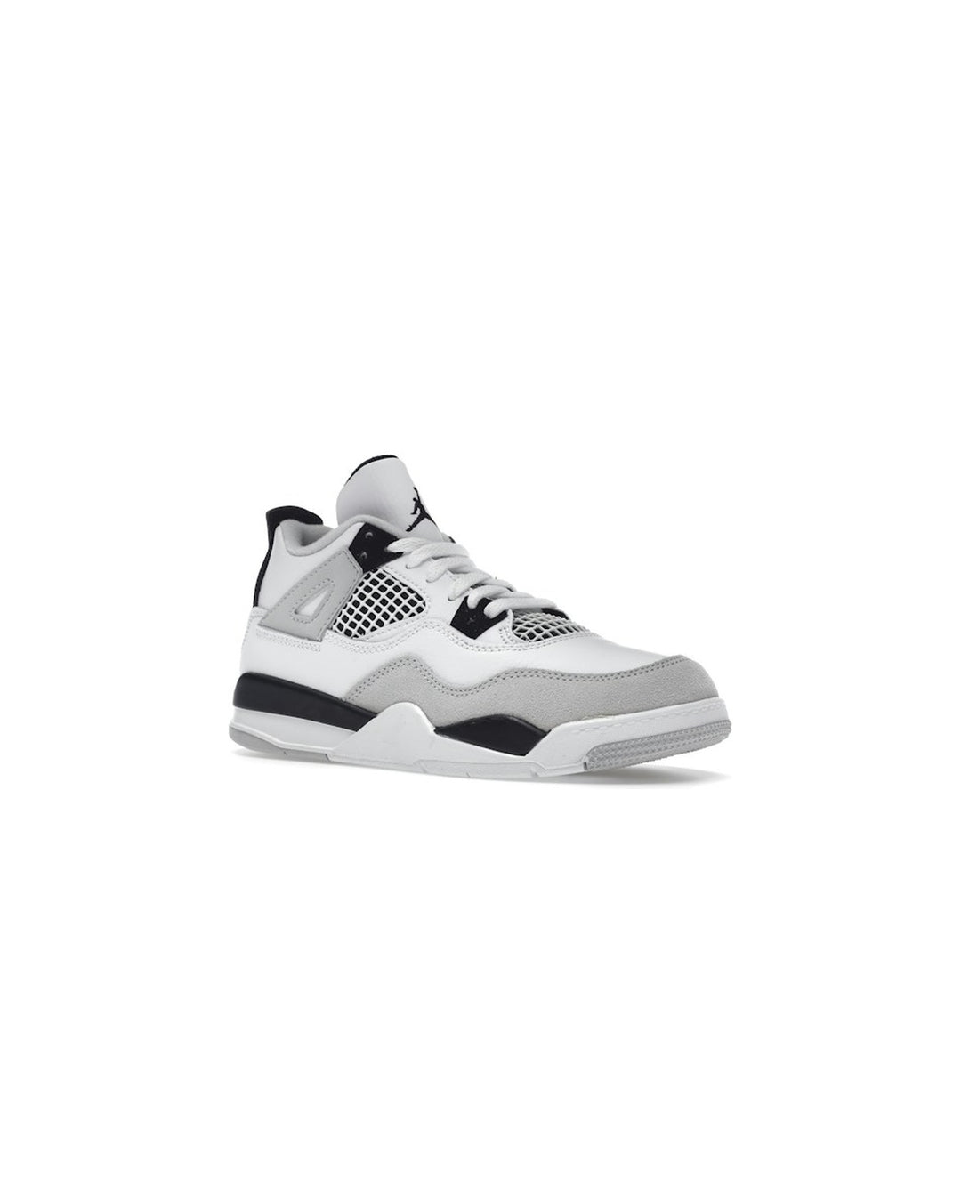 NIKE KIDS' JORDAN 4 RETRO PS MILITARY BLACK סניקרס ילדים נייקי ג׳ורדן 4 רטרו לבן שחור ואפור - מידות ילדים 27.5-35