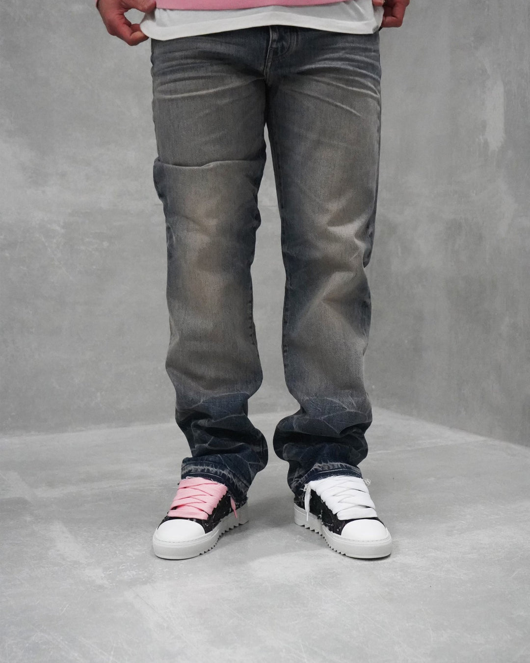 NUMERIS MEN'S ATELIER PINK DENIM סניקרס נומריס אטלייה ג׳ינס שחור ורוד לגברים