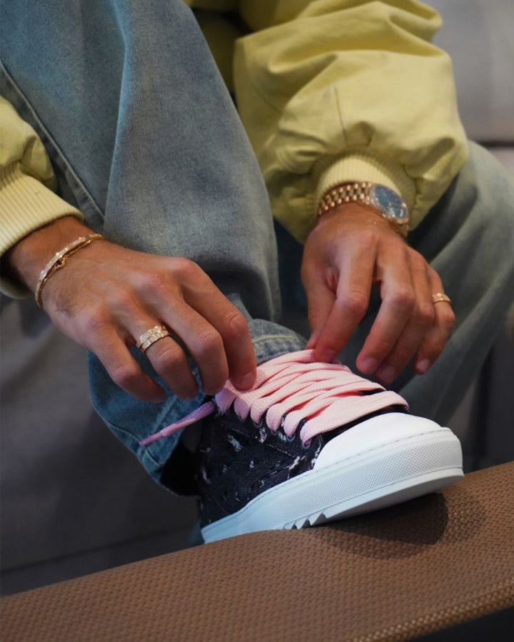 NUMERIS MEN'S ATELIER PINK DENIM סניקרס נומריס אטלייה ג׳ינס שחור ורוד לגברים