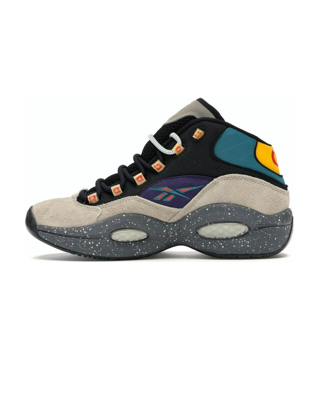 REEBOK MEN'S QUESTION MID X NICE KICKS BUBBA CHUCK - סניקרס ריבוק קווסצ׳ן מיד נייס קיקס בז׳ שחור וצבעוני לגברים - תמונה 2