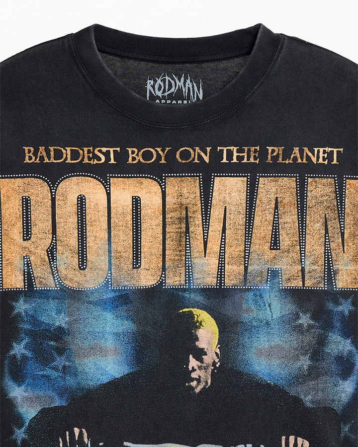 RODMAN OFFICIAL COLLECTION "BAD BOY RIDER" TEE WASHED BLACK חולצת דניס רודמן