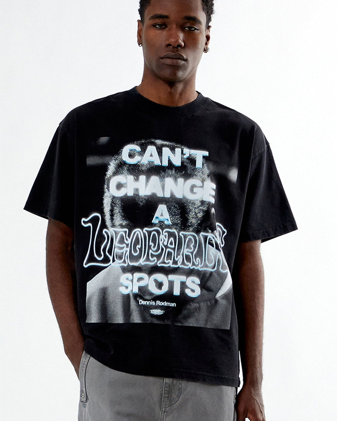 RODMAN OFFICIAL COLLECTION "LEOPARD SPOTS" TEE BLACK חולצת דניס רודמן - תמונה 1