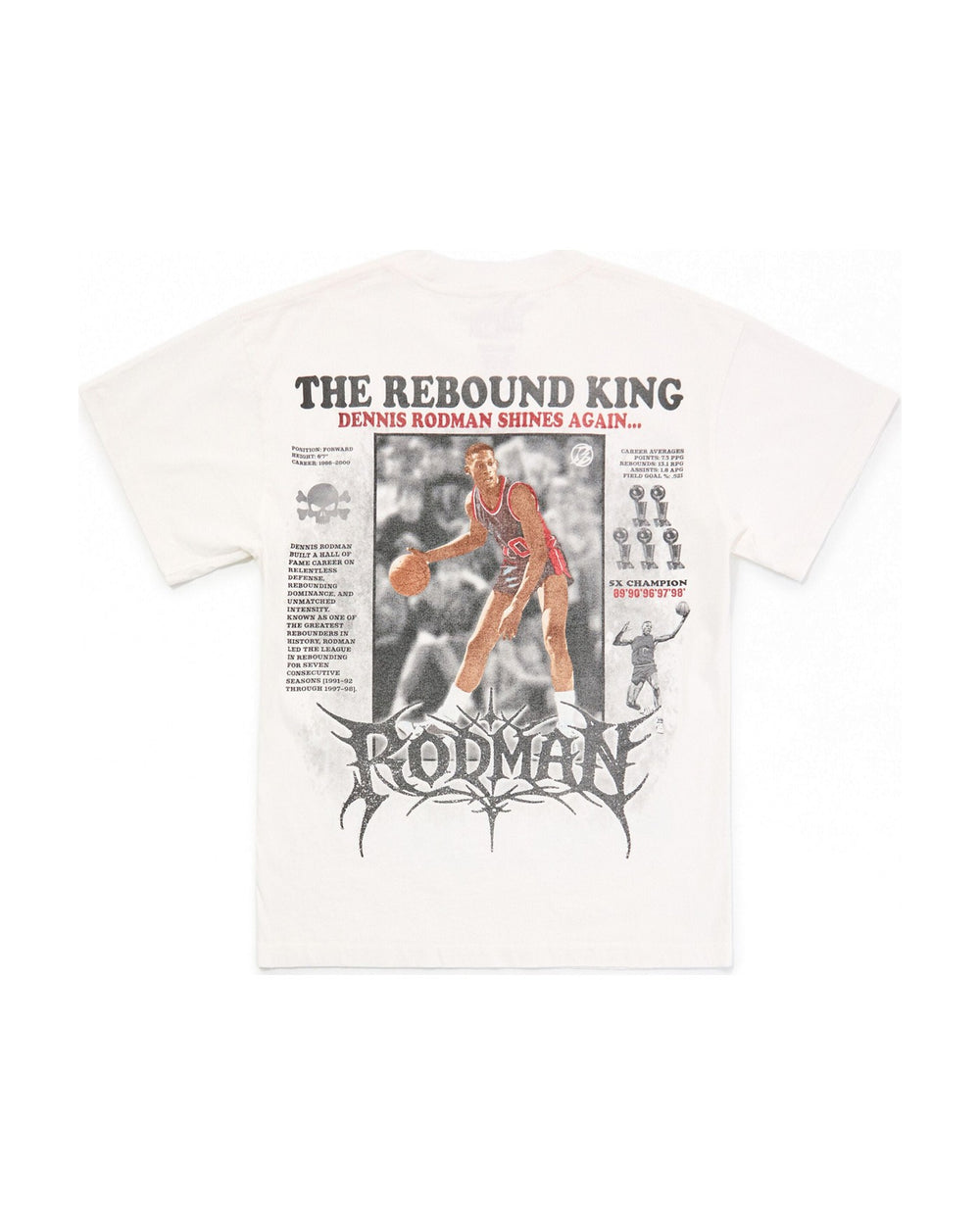 RODMAN OFFICIAL COLLECTION "REBOUND KING" TEE WHITE חולצת דניס רודמן