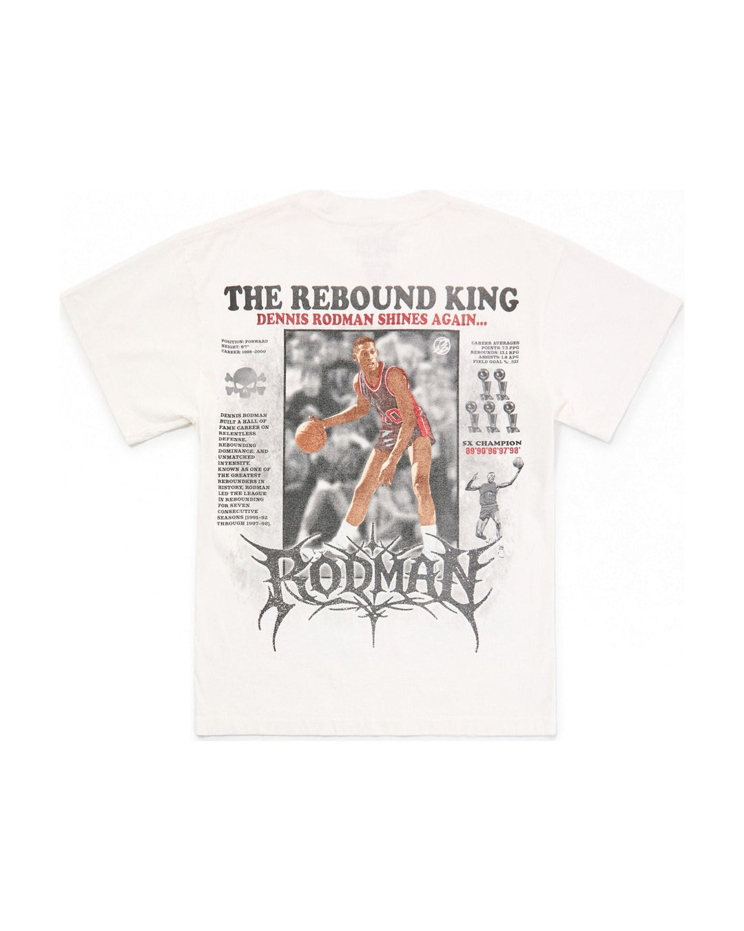RODMAN OFFICIAL COLLECTION "REBOUND KING" TEE WHITE חולצת דניס רודמן