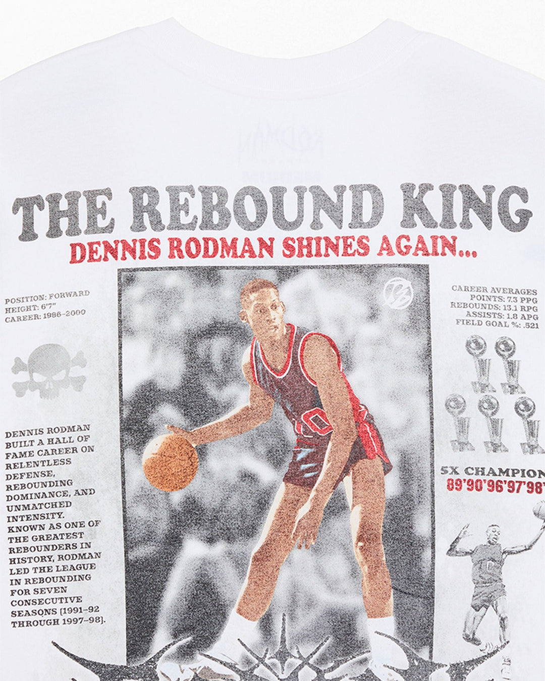 RODMAN OFFICIAL COLLECTION "REBOUND KING" TEE WHITE חולצת דניס רודמן