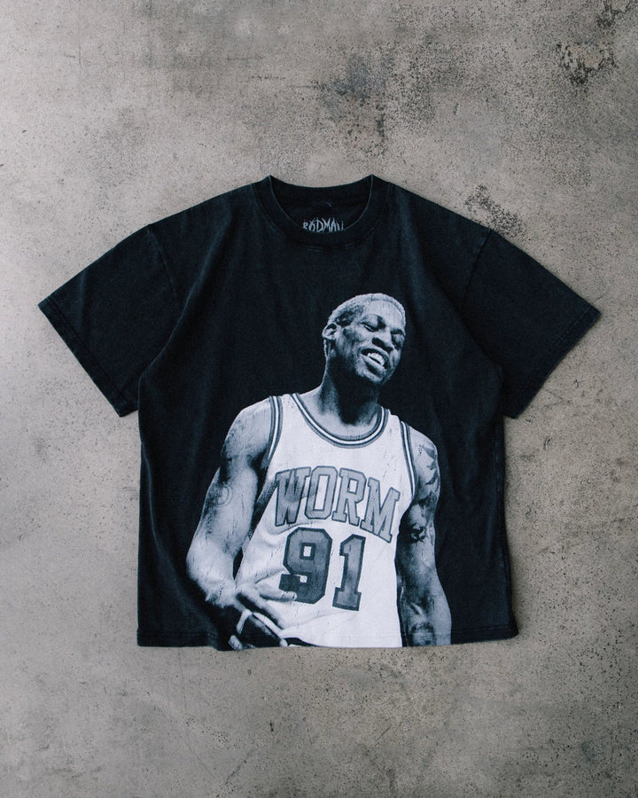 RODMAN OFFICIAL COLLECTION "WORM 91" TEE WASHED BLACK חולצת דניס רודמן - תמונה 4