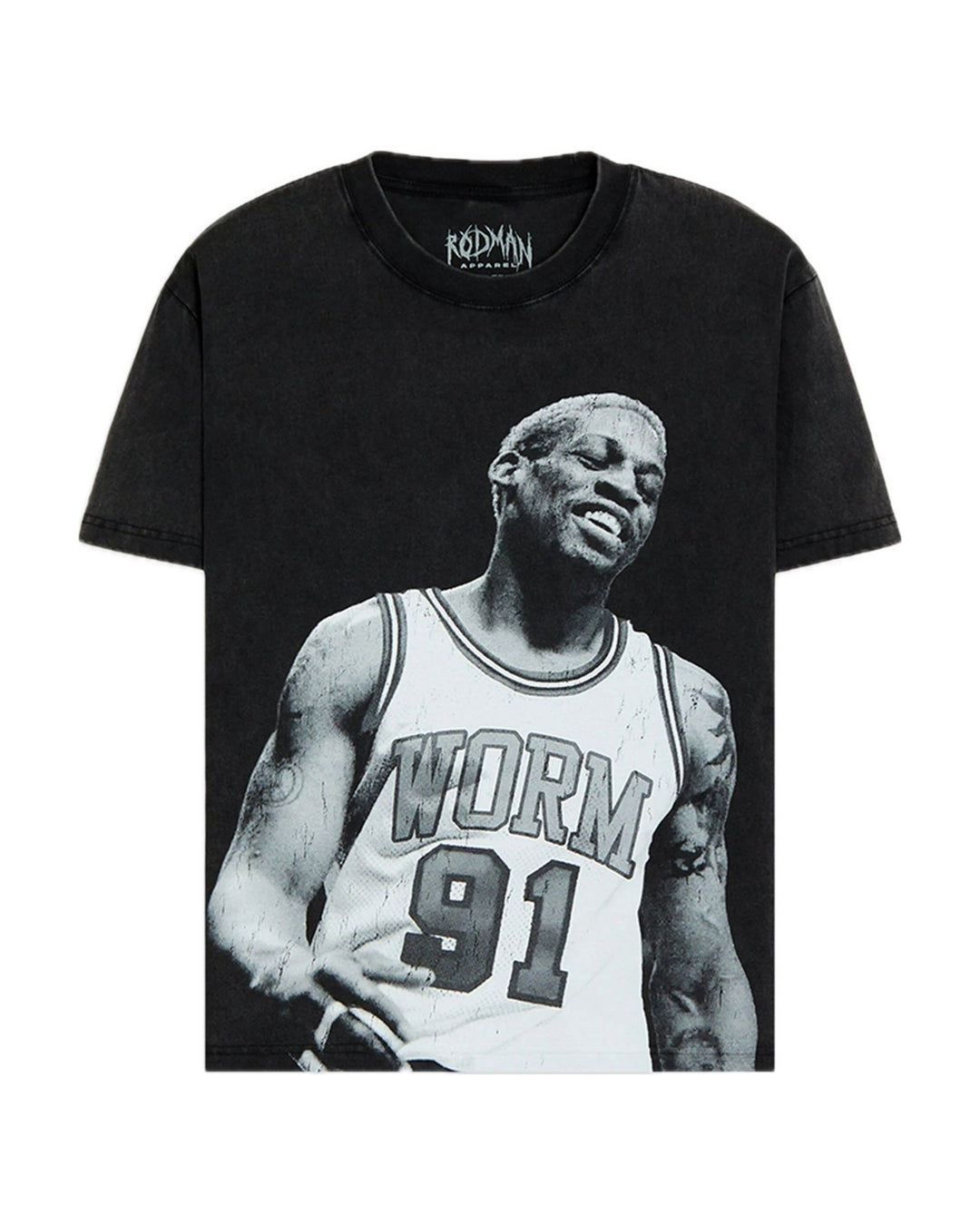 RODMAN OFFICIAL COLLECTION "WORM 91" TEE WASHED BLACK חולצת דניס רודמן - תמונה 1