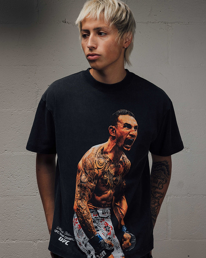 UFC OFFICIAL COLLECTION "BMF ROAR" OVERSIZED TEE WASHED BLACK חולצת מקס הולוואי - תמונה 3