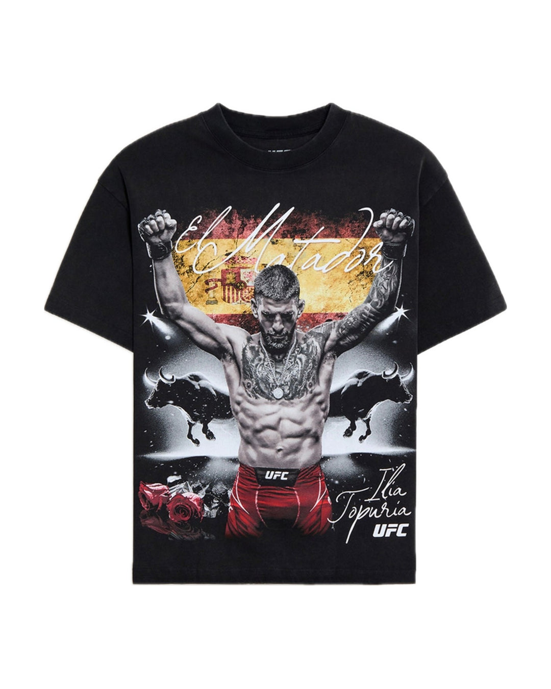UFC OFFICIAL COLLECTION "BULL RUN" OVERSIZED TEE BLACK חולצת איליה טופוריה - תמונה 1