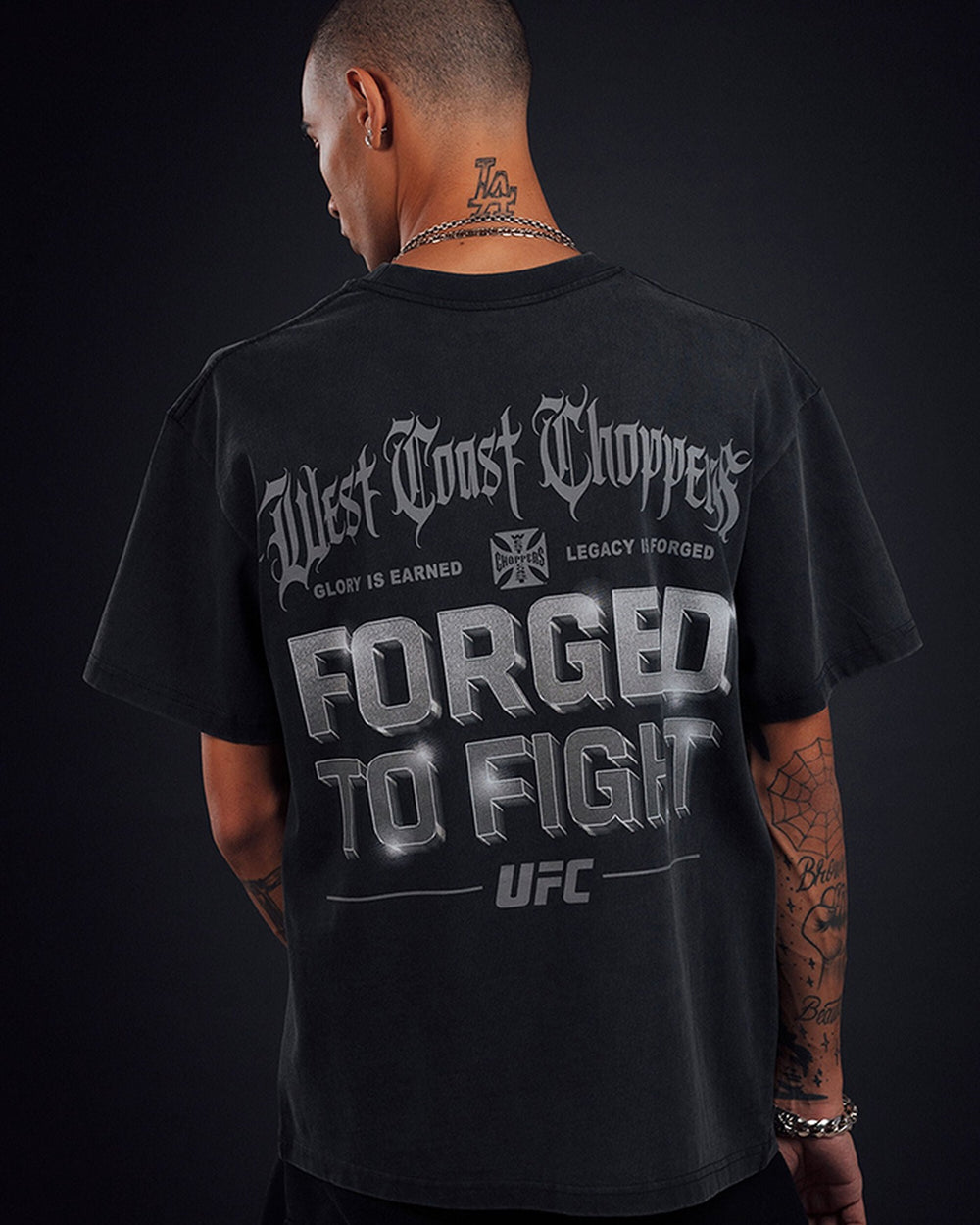 UFC OFFICIAL COLLECTION "IRON HORSE" TEE WASHED BLACK חולצת UFC