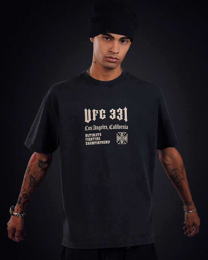 UFC OFFICIAL COLLECTION "LA FIGHT NIGHT" TEE WASHED BLACK חולצת UFC