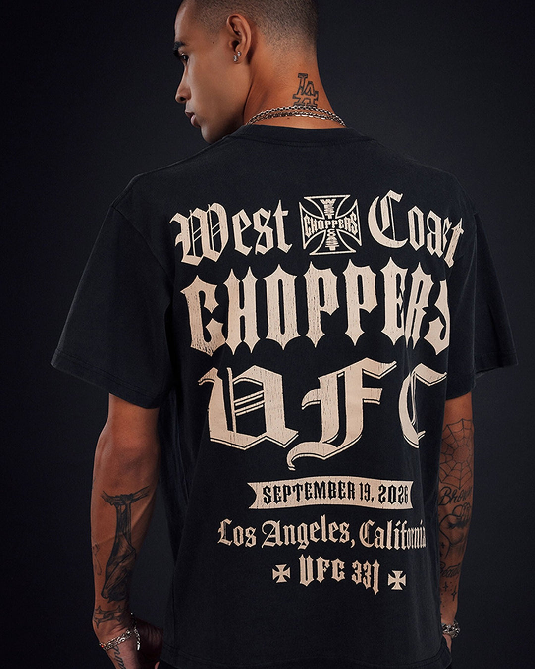 UFC OFFICIAL COLLECTION "LA FIGHT NIGHT" TEE WASHED BLACK חולצת UFC