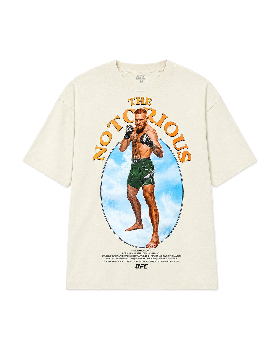 UFC OFFICIAL COLLECTION "NOTORIOUS FRAME" OVERSIZED TEE CREAM חולצת קונור מקגרגור - תמונה 1
