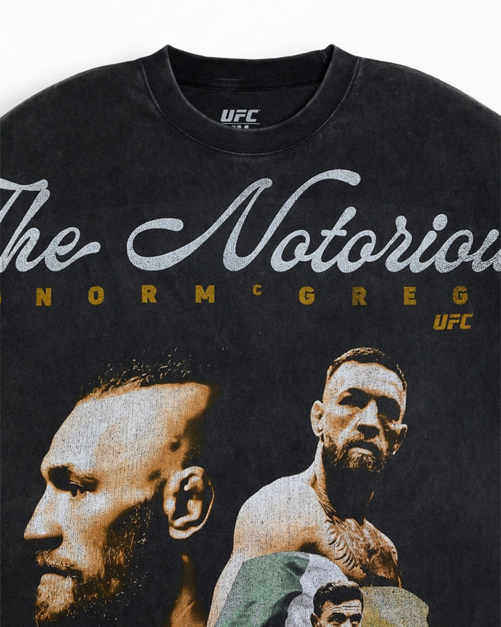 UFC OFFICIAL COLLECTION "NOTORIOUS SCRIPT" OVERSIZED TEE WASHED BLACK חולצת קונור מקגרגור - תמונה 2