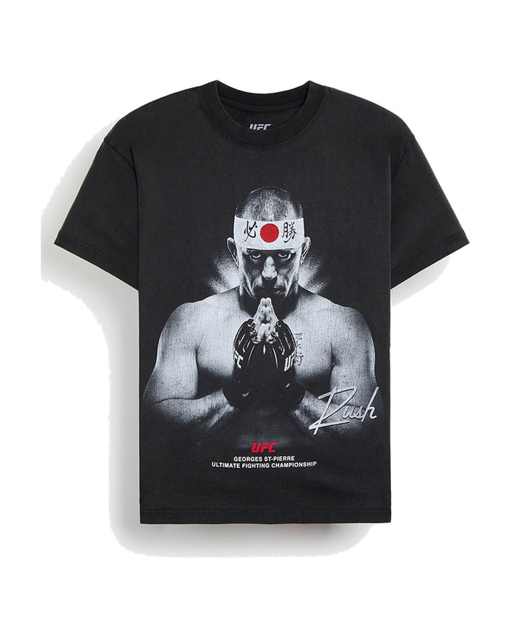UFC OFFICIAL COLLECTION "RUSH" TEE WASHED BLACK חולצת ז'ורז' סן פייר