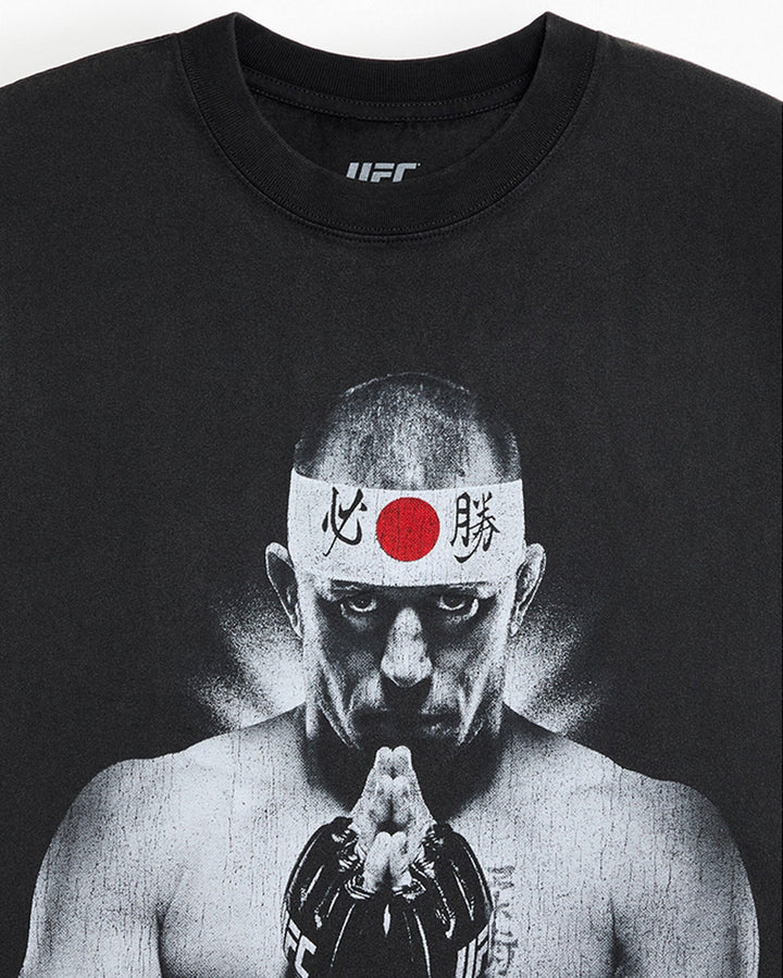 UFC OFFICIAL COLLECTION "RUSH" TEE WASHED BLACK חולצת ז'ורז' סן פייר
