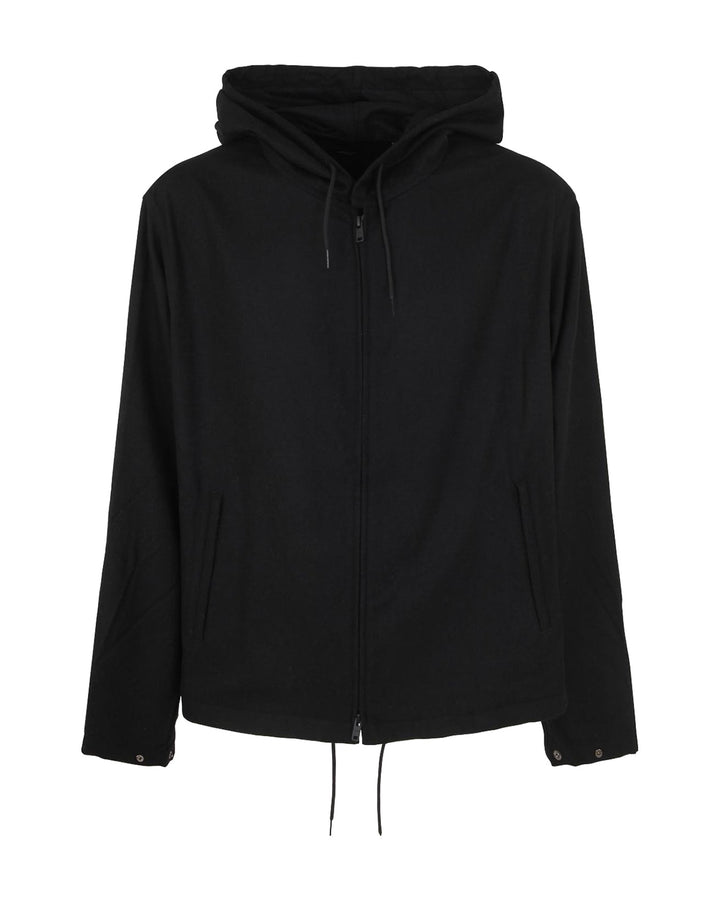 Y-3 MEN'S FLANNEL HOODED JACKET BLACK - ז׳קט פלנל עם כובע Y-3 שחור לגברים - תמונה 1
