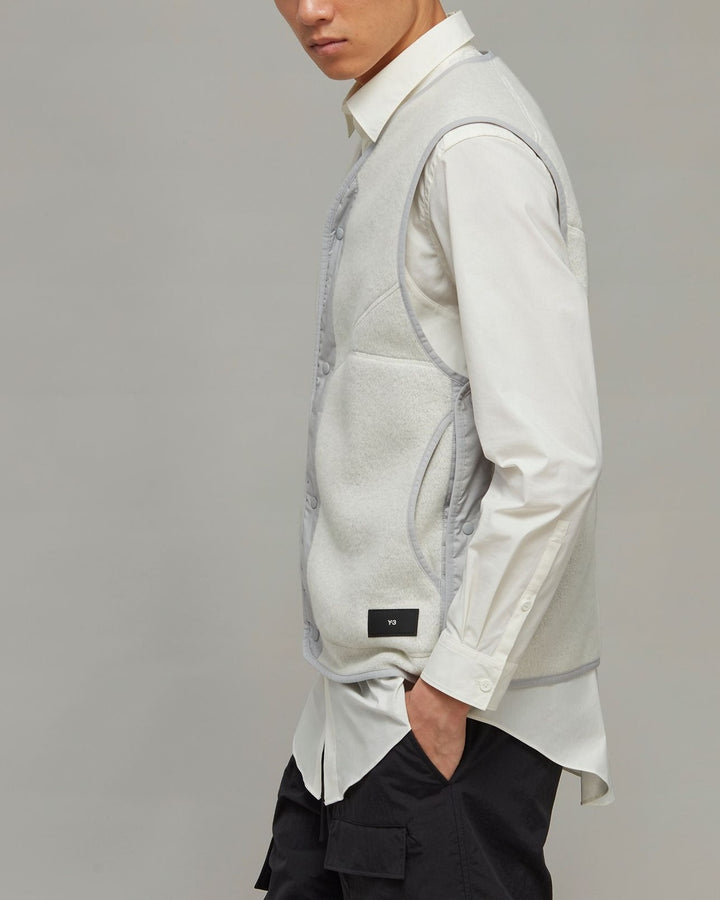 Y-3 UNISEX FLEECE VEST CORE WHITE - וסט פליס Y-3 לבן שבור יוניסקס - תמונה 4