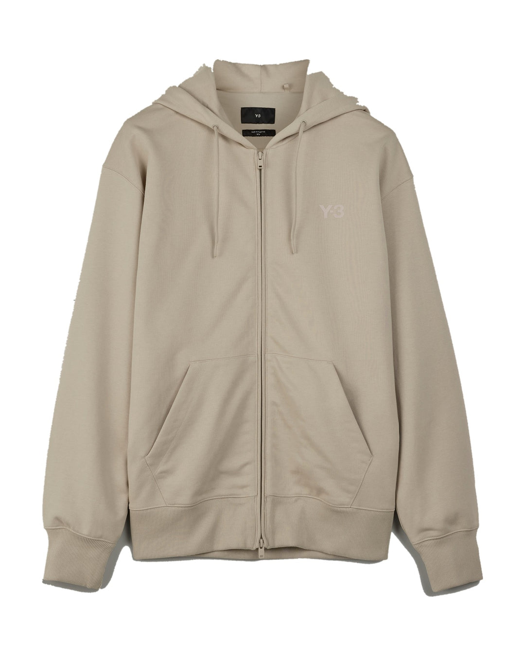 Y-3 MEN'S FRENCH TERRY ZIP HOODIE CLAY BROWN - קפוצ׳ון רוכסן Y-3 בז׳ לגברים - תמונה 1