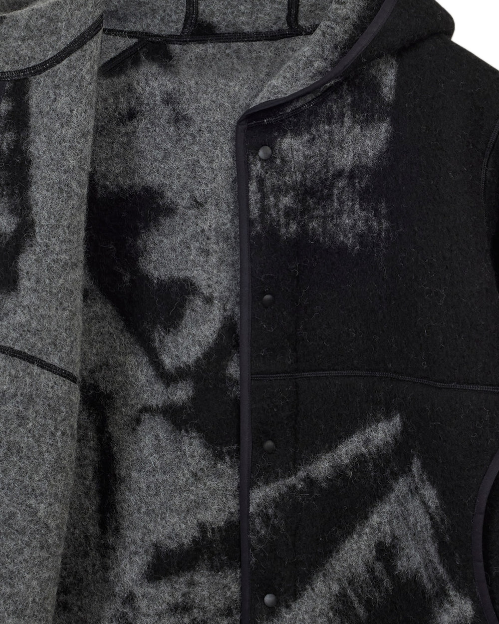 Y-3 UNISEX FUZZY FLEECE JACKET BLACK - ז׳קט פליס Y-3 שחור עם הדפס מכחול יוניסקס - תמונה 2