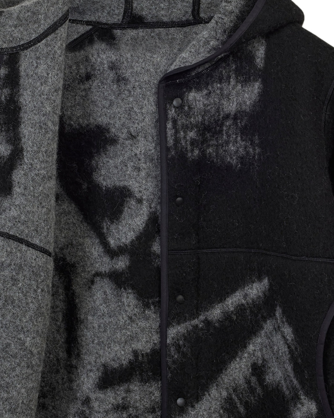 Y-3 UNISEX FUZZY FLEECE JACKET BLACK - ז׳קט פליס Y-3 שחור עם הדפס מכחול יוניסקס - תמונה 2