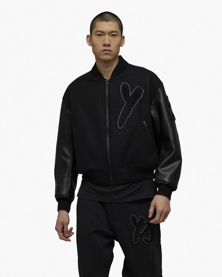 Y-3 UNISEX LETTERMAN JACKET BLACK - ג׳קט קולג׳ Y-3 לטרמן שחור יוניסקס - תמונה 4